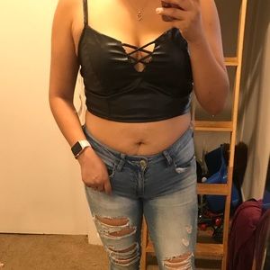 Faux leather crop top